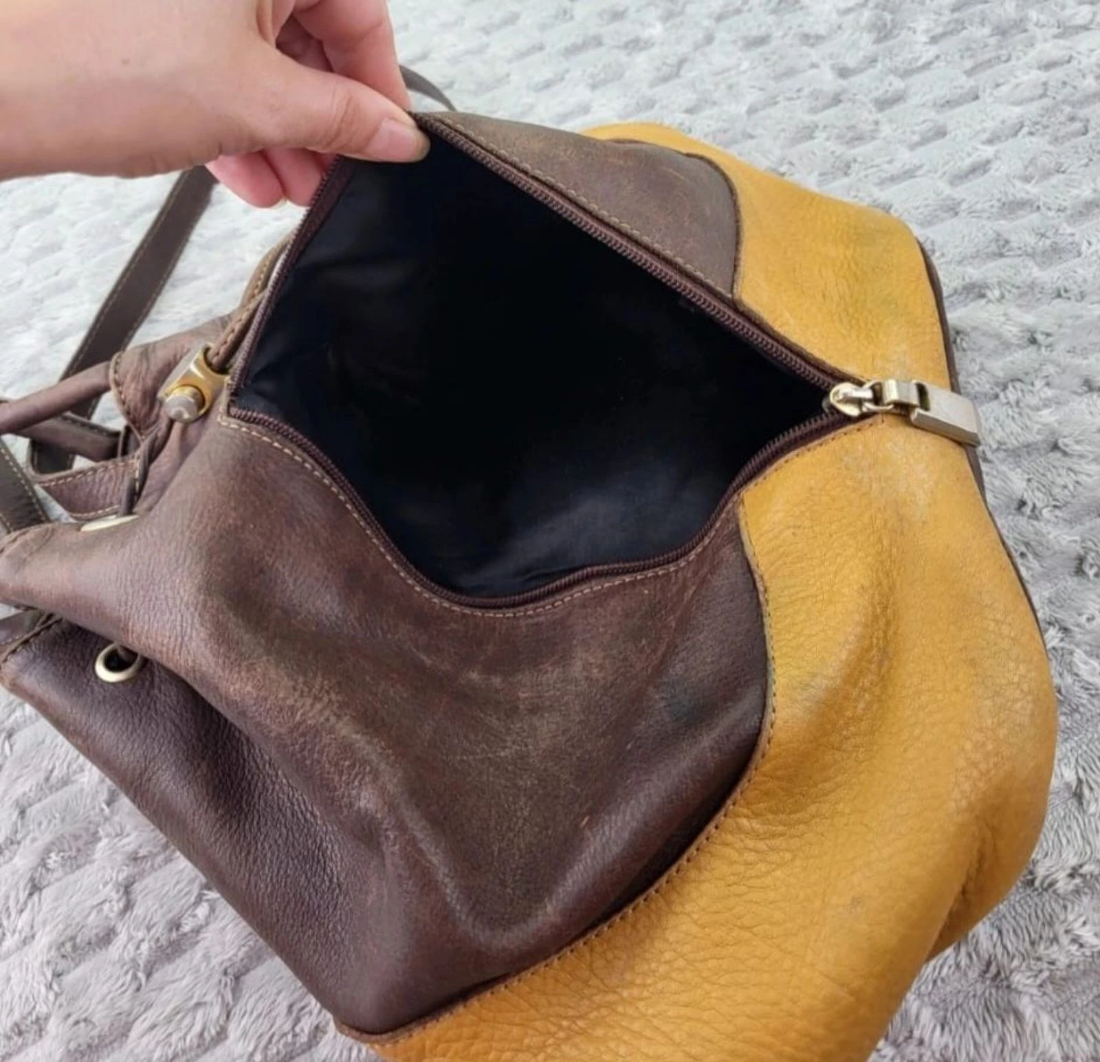 El Corte Inglés Real Leather Bucket Backpack Vintage Retro 90s – photo 17